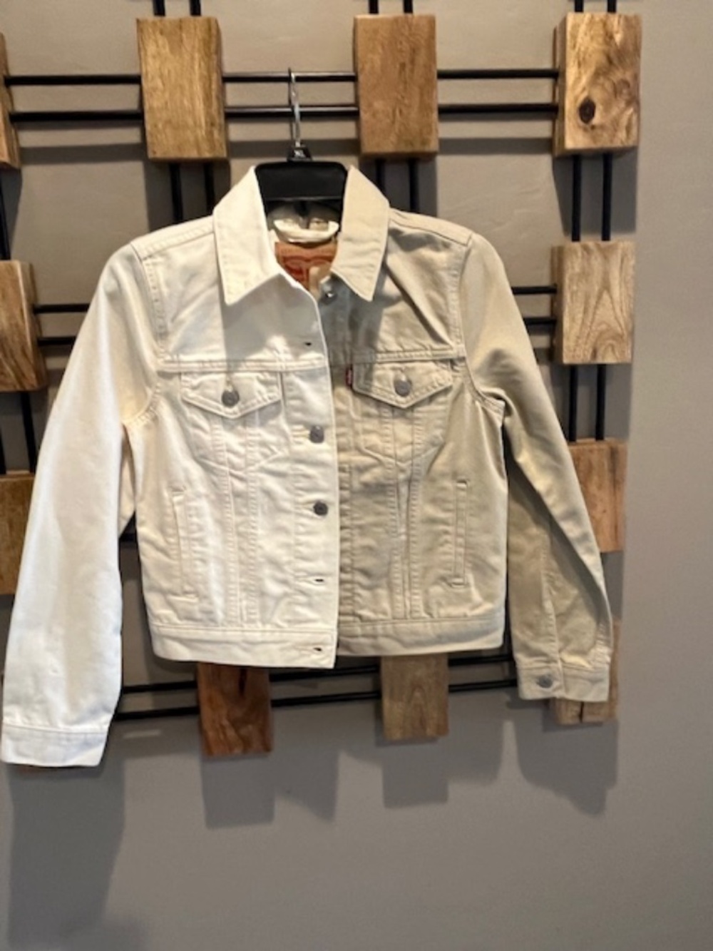 NWT Levi's Original Trucker Jacket Cream & Khaki Sz XS Boho Cowgirl Rockabilly